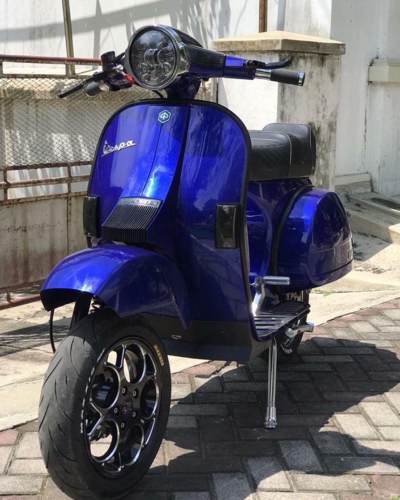 Blue Vespa PX Custom Modified With Custom Wheels Order Original Vespa 