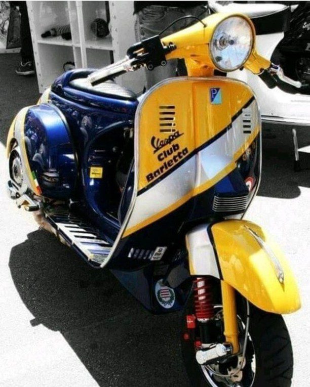 Yellow blue racing Vespa PX custom modified 

Order Vespa genuine wheel from official dealer
Contact Wa 0819-04-595959
Cek photos in highlight @vesparkindo 

hashtag and mention @vespapxnet for feature repost
Check website www.vespapx.net for more