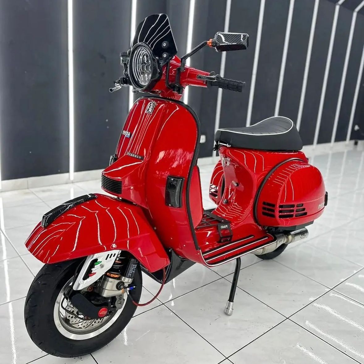 Red Custom Modified Vespa PX Cek Toped vesparkindo Utk Spareparts 